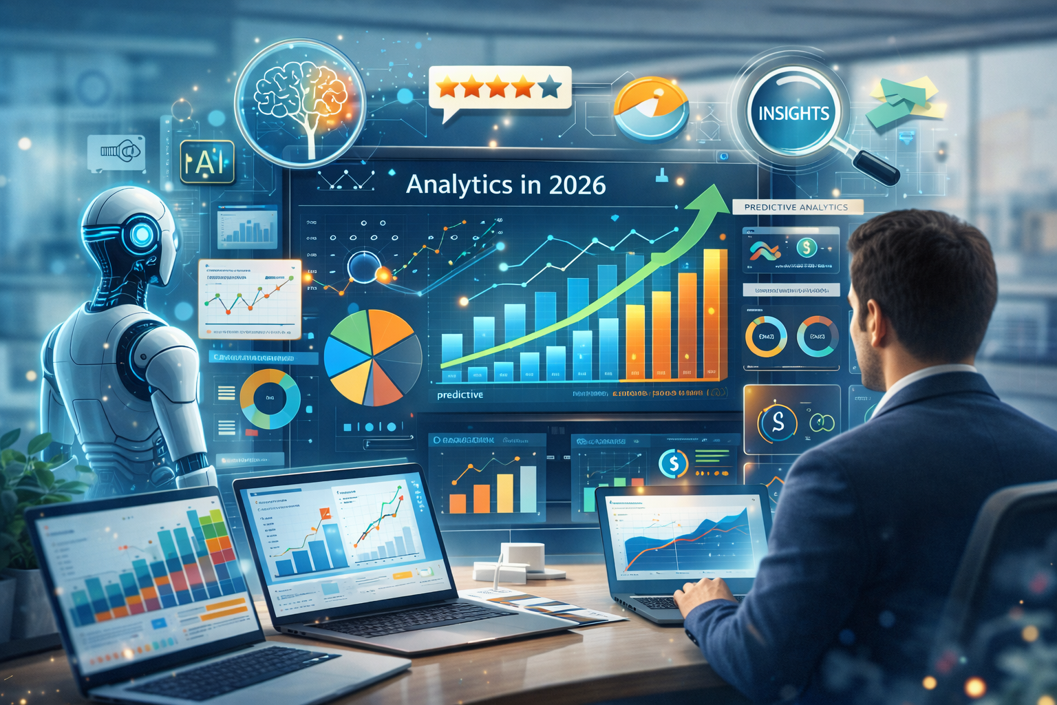 Analytics in 2026 Business analytics dashboard showing data visualization, charts, and AI-driven insights helping professionals make smarter decisions in 2026.