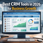 Best CRM tools in 2026 dashboard showing customer management, sales tracking, and business growth analytics