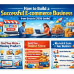 How to build a successful e-commerce business from scratch in 2026 with steps like niche selection, online store setup, and marketing strategies